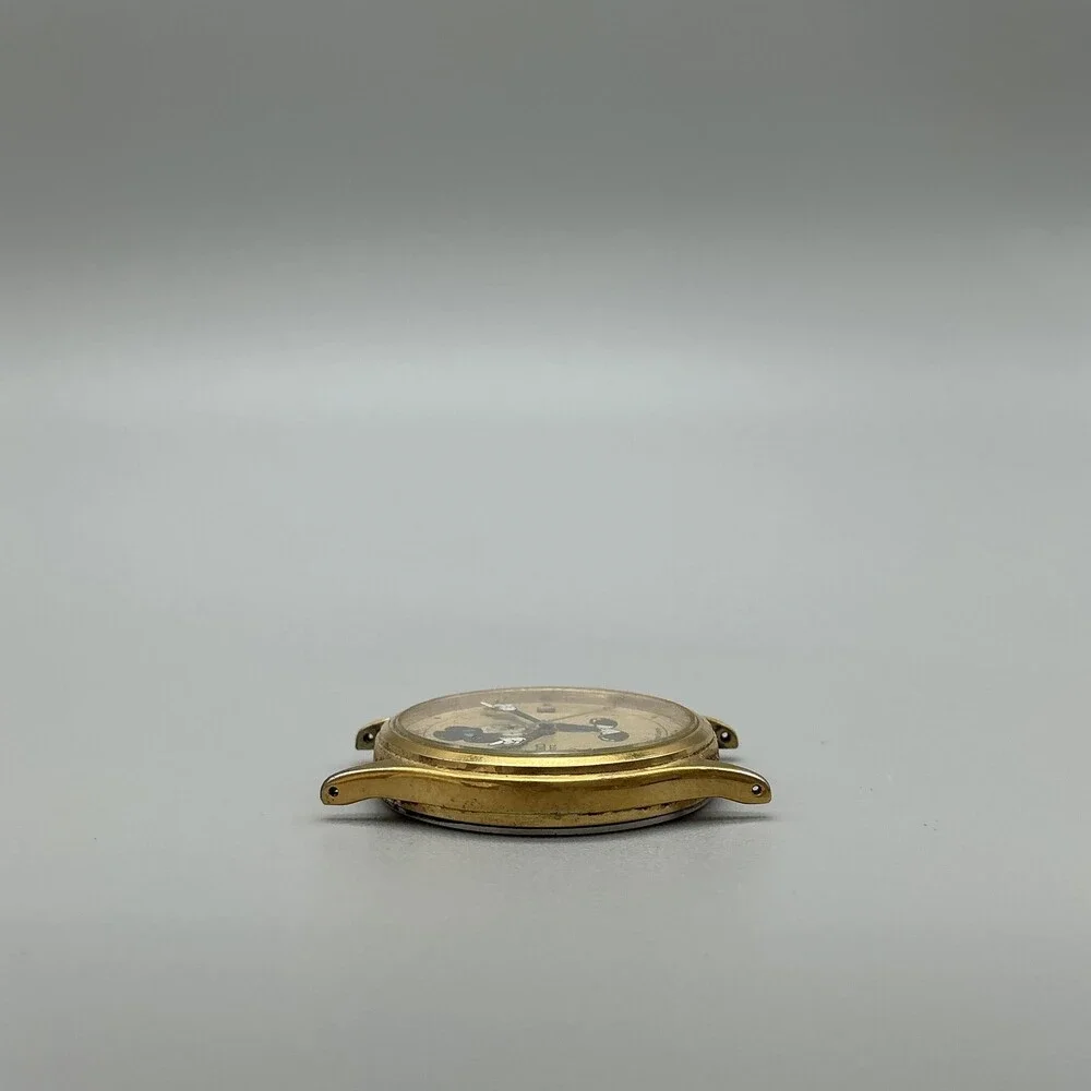 Vintage Seiko Mickey Mouse Mens Watch 33mm Gold Dial 5Y22-8039 Date Non Running